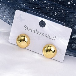 半円形 304 ステンレススチール スタッド イヤリング  ゴールドカラー  12mm&nbsp;EJEW-A125-80B-G
