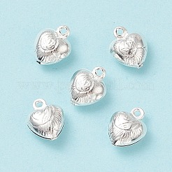 304ステンレススチールチャーム  膨らんだ心  銀  9x7x4mm  穴：1mm&nbsp;STAS-F180-03S