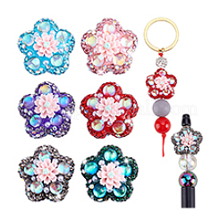 6 шт. 6-цветные бусины из полимерной глины ручной работы со стразами&nbsp;CLAY-PH0002-11