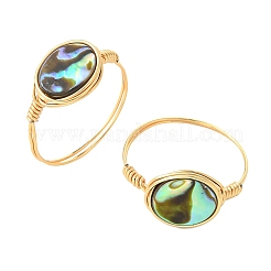 Ovale Fingerringe aus Abalone-/Paua-Muschel&nbsp;RJEW-JR01032