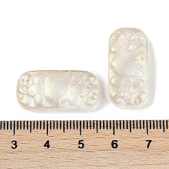 スプレー塗装された透明ガラスコネクタチャーム  カーブ長方形のリンク  トウモロコシの穂の黄色  25x12x6.5mm  穴：1.4mm&nbsp;LS-X1-GLAA-H035-06A