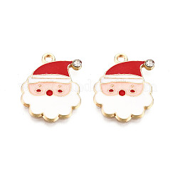 クリスマステーマ  合金エナメルチャーム  クリスタルラインストーン付き  ライトゴールド  サンタクロース  カラフル  21x16.5x2mm  穴：1.8mm&nbsp;ENAM-S119-017