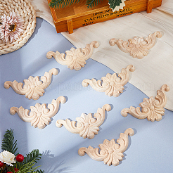 Longue applique en bois sculpté avec fleur centrale&nbsp;AJEW-WH0752-100