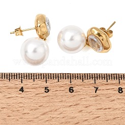 Boucles d'oreilles à tige en acier inoxydable 304 avec zircones cubiques transparentes&nbsp;SA-CBADCF0-01G