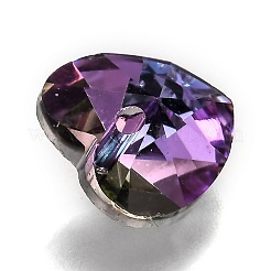 ロマンチックなバレンタインデーアイデアガラスチャーム  ファセット付き心臓ペンダント  パープル  18x18x10mm  穴：1mm&nbsp;X-G030V18mm-47