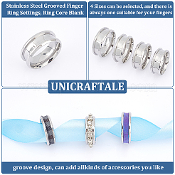 16 шт. 4 размера 201 нержавеющая сталь рифленые кольца для пальцев&nbsp;STAS-UN0044-29