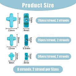 6 нити 3 стилей синтетические бирюзовые бусины нити TURQ-DC0001-04C