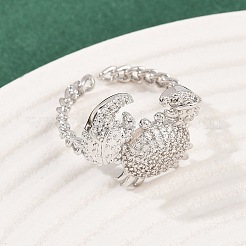 Латунные микро проложить манжеты кольца кубического циркония RJEW-P167-02A-P