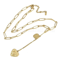 Вакуумное покрытие pvd нержавеющая сталь 304 подвеска в виде сердца с кисточкой ожерелья скрепки NJEW-I129-04G