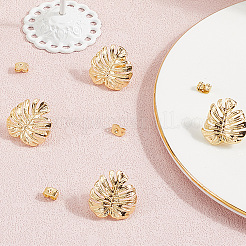 4 пара латунных сережек-гвоздиков&nbsp;KK-BBC0019-95B