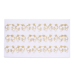 Серьги-гвоздики с натуральным жемчугом в виде листьев гинкго спереди и сзади с фианитами PEAR-N020-05Q