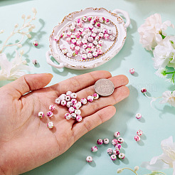 100 pièce 5 styles de perles en céramique de porcelaine imprimées de fleurs faites à la main&nbsp;PORC-TA0001-42A