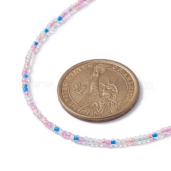 Колье из блестящего стеклянного бисера с застежками из сплава NJEW-JN04366