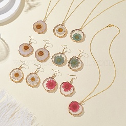 Ohrringe und Halsketten-Sets mit getrockneten Blumen aus Kunstharz&nbsp;SJEW-FS00005