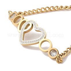 Браслет из нержавеющей стали 304 с микропаве из кубического циркония для женщин&nbsp;LS-BJEW-C070-03A-G