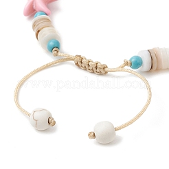 Синтетическая бирюза и натуральные пресноводные ракушки плетеные браслеты из бусин для женщин&nbsp;BJEW-JB12022