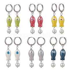 Pendientes de aro de porcelana hechos a mano&nbsp;EJEW-JE06953