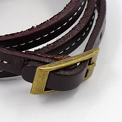 模造レザーコードブレスレット  メタルパーツ  混合スタイル  ミックスカラー  190~560mm&nbsp;BJEW-MSMC002-04
