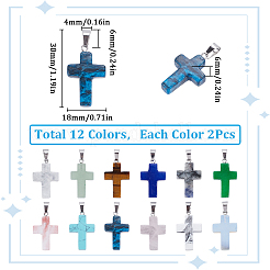 24шт 12 стиля подвески с драгоценными камнями G-SC0003-17