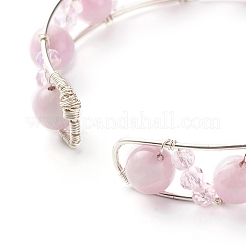 Brazalete curativo de reiki con cuentas de cuarzo rosa natural&nbsp;X1-BJEW-TA00023-01
