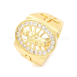 Кольца из латуни с микропаве из прозрачных кубических цирконий для женщин&nbsp;RJEW-U047-30G