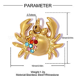 Acier inoxydable 304 avec breloques en strass colorées&nbsp;RB-OY001-41G