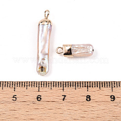 Подвески из натурального жемчуга кеши с гальваническим покрытием PEAR-S012-83