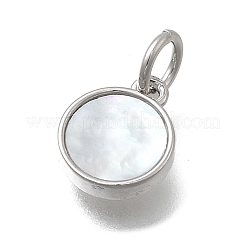 Плоские круглые подвески из латуни и натуральных ракушек KK-D431-025A-01P