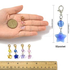 50 шт. подвесных украшений в виде звезд из стекла и акрила&nbsp;HJEW-FS00046