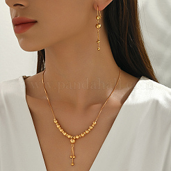 Винтажное латунное колье и серьги с круглыми бусинами и кисточками для женщин.&nbsp;EI2858