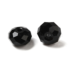 K9ガラス模造オーストリアクリスタルビーズ  多面カット  ロンデル  ブラック  8x5~5.5mm  穴：1.2~1.5mm&nbsp;GLAA-D015-01A-21