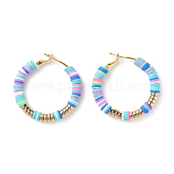 Orecchini a cerchio con perline heishi in ottone&nbsp;EJEW-JE04393