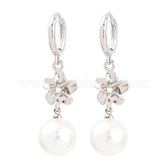 Valentinstag-Ohrringe mit Blumenmotiv aus Messing&nbsp;EJEW-Z164-03P