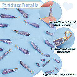 20 шт. подвески из натурального кварцевого кристалла с гальваническим покрытием&nbsp;FIND-FG0003-29