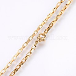 304ステンレススチールベネチアンチェーンネックレス  カニカン付き  ゴールドカラー  19.7インチ（50cm）  2mm  1mm&nbsp;NJEW-F226-07G-06