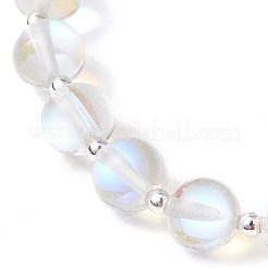 Синтетические лунные камни бусины эластичные браслеты для женщин&nbsp;BJEW-TA00600