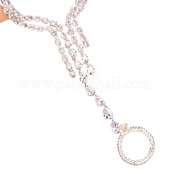 Bracelet de main en laiton pavé de zirconiums cubiques en forme de larme pour femme&nbsp;WGDC1F4-01