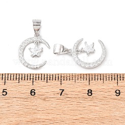 925 925 серебряных подвески с прозрачными кубическими цирконами в форме полумесяца и подвесками в виде звезд&nbsp;STER-G050-02P