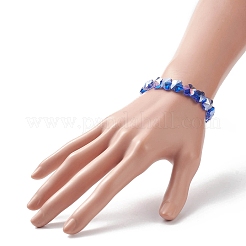 Bracciali per bambini con perline in fiore di prugna in vetro placcato&nbsp;BJEW-JB09172