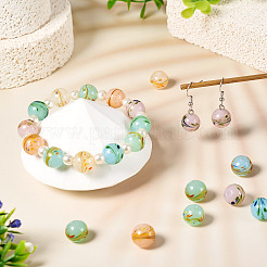 35 шт. 7-х цветные круглые бусины ручной работы в технике лэмпворк LAMP-TA0001-58