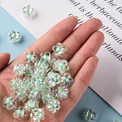 透明なアクリルビーズ  二層ビーズ  ABカラー  花  アクアマリン  12x12.5x6mm  穴：2.5mm  約893個/500g&nbsp;TACR-S152-06B-SS2111