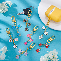 14 шт. 7-х цветная эмалевая подвеска в виде цветка&nbsp;HJEW-PH02023