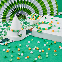 800 шт. 4 цвета непрозрачные пластиковые бусины ко дню Святого Патрика KY-SP0001-06