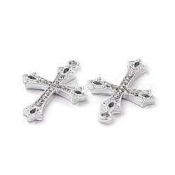 合金クリスタルラインストーンペンダント  クロスチャーム  プラチナ  29x20x2mm  穴：2mm&nbsp;ALRI-H004-38P