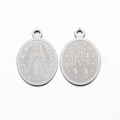 変色しない304ステンレススチールペンダント  処女とオーバル  ステンレス鋼色  18.5x12x0.8mm  穴：1.5mm&nbsp;STAS-H375-04P