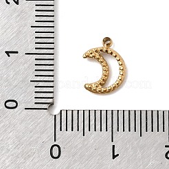 304ステンレスペンダント  スタッズ付きムーンチャーム  ゴールドカラー  10.5x7.5x2mm  穴：1mm&nbsp;STAS-P450-04A-G