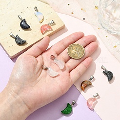 10 шт. подвески из натуральных и синтетических смешанных драгоценных камней в форме луны&nbsp;G-YW0002-21