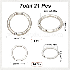 20 шт. разъемные кольца для ключей из нержавеющей стали 304 с 1 шт. кольцами из сплава с пружинным затвором FIND-SC0010-29