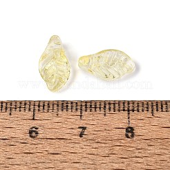 クリアガラスペンダント  リーフチャーム  ライトゴールデンロッドイエロー  12x6.5x4.5~5mm  穴：0.9~1mm  約2940個/1000g&nbsp;GLAA-Q117-01A