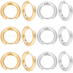 12 par de pendientes de aro huggie de acero inoxidable 304 de 2 colores&nbsp;EJEW-SC0001-96